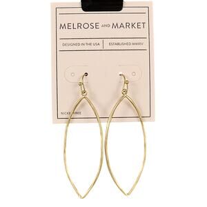 Melrose and Market Gold Tone Marquise Drop Dangle Earrings Nickel Free 2.5"